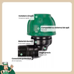 Flo Conector pentru tevi PE 90° 25 mm x 3/4" M