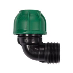 Flo Conector pentru tevi PE 90° 25 mm x 1" M