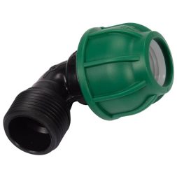 Flo Conector pentru tevi PE 90° 25 mm x 1" M