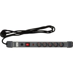 Sthor Cablu prelungitor impamantat 5 prize 3 m cu protectie la supratensiune cu capac din aluminiu