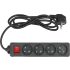 Vorel Prelungitor distribuitor quad, impamantat, cu comutator 1,5 m negru