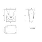 Vorel Roata industriala fixa 65 mm 30 kg negru
