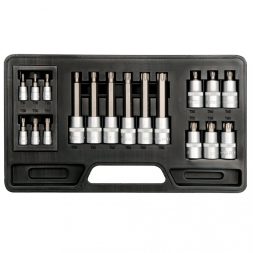 Yato Set de mufe Bit 18 piese Torx 1/4", 1/2" CrV
